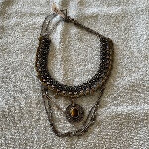 Free People Silver and Brown Choker NWT